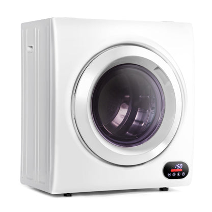 Euhomy Compact Laundry Dryer, 3.5 cu ft Front Load Stainless Steel Clothes Dryers With Exhaust Pipe, 1500W, LCD Control Panel Four-Function Portable Dryer For Apartments, Home, Dorm, White