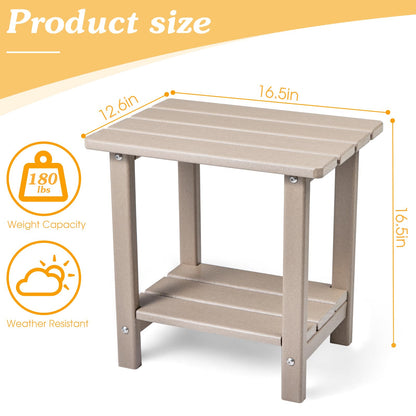 Apolimi Adirondack Outdoor Side Table, 2-Tier Sturdy Patio End Table Weather Resistant, 16.5" Solid Side Table for Patio, Pool, Porch