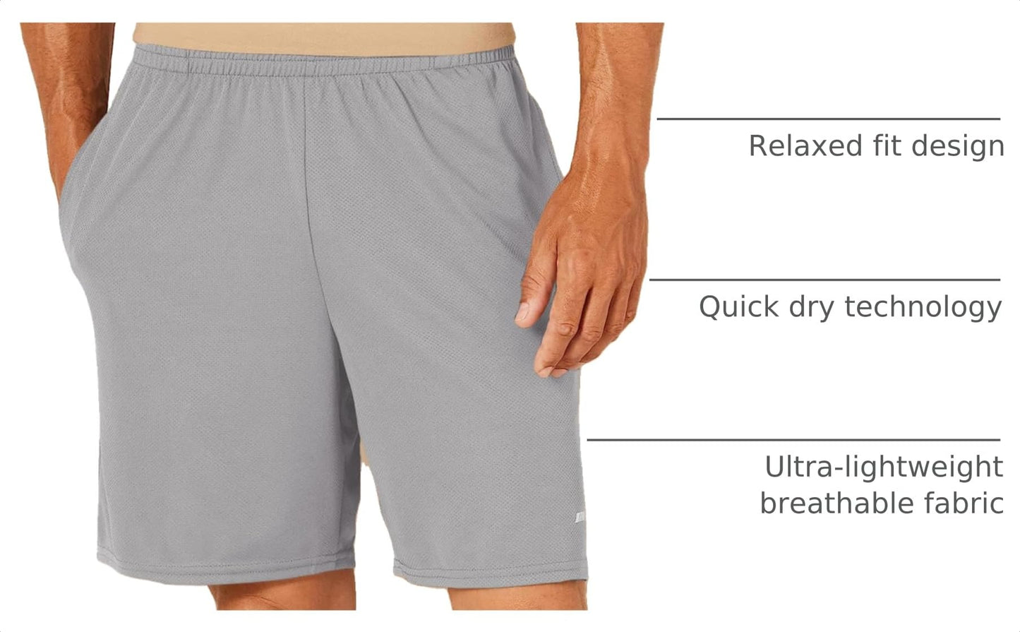 Amazon Essentials Men's Athletic Basketball Gym Shorts, Breathable Moisture Wicking Loose-Fit with Elastic Waist, Pack of 2