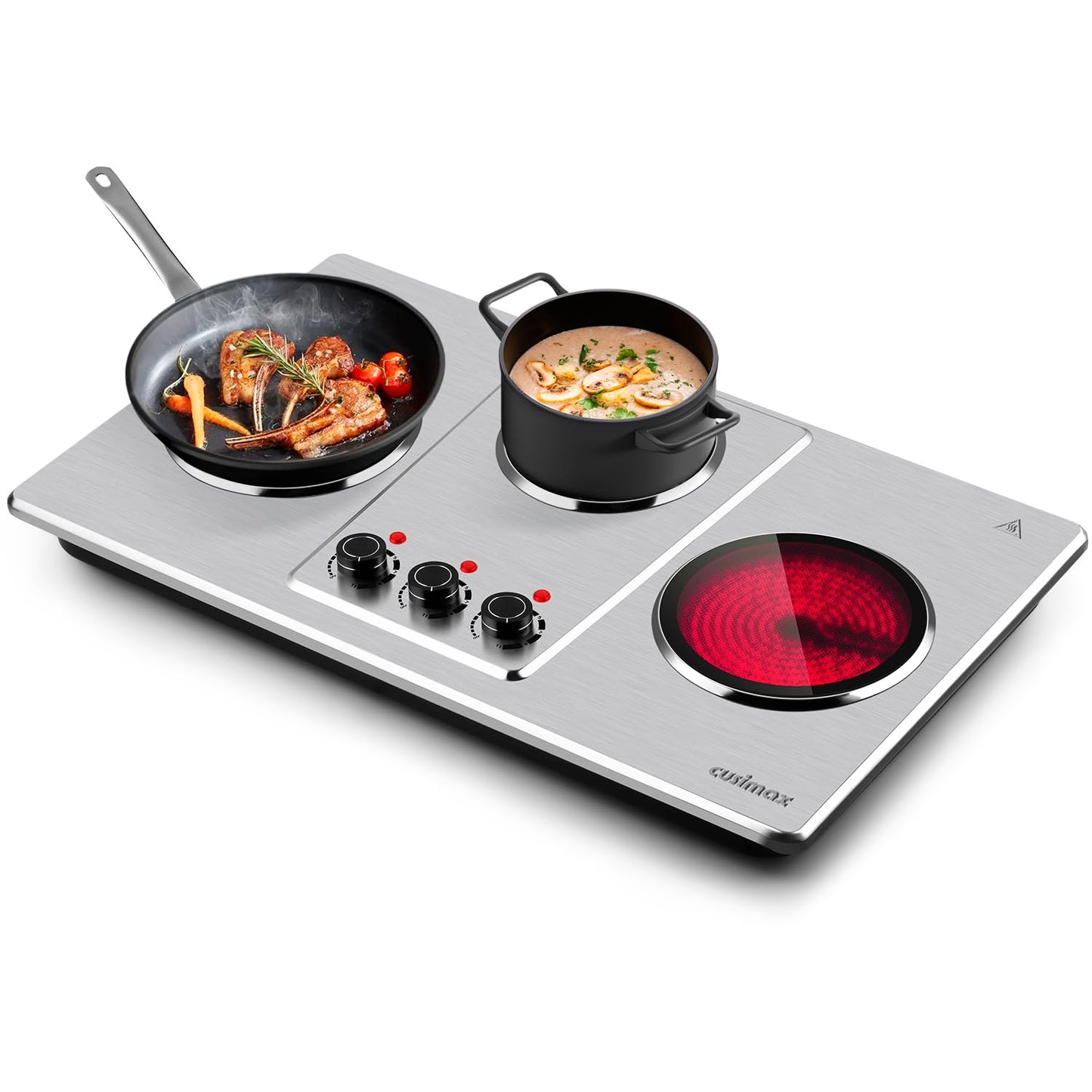 Cusimax Hot Plate Electric,Countertop Infrared Triple Burner with 7″ Ceramic Glass Cooktop,Electric Hot Plate for Cooking,11 Level Temperature Setting