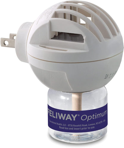 FELIWAY Optimum Cat Calming Pheromone Diffuser Kit | Advanced Support to Help Reduce Urine Spraying, Scratching, Fighting & Hiding Due to Stress. 30-Day Diffuser Supply