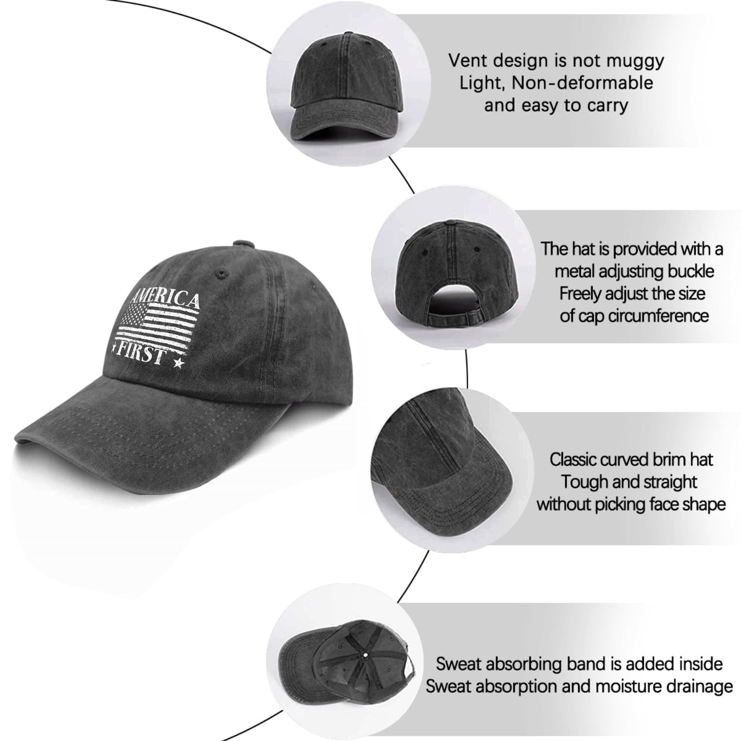 Funny Hat America Hats for Men Gifts for Dad Baseball Cap