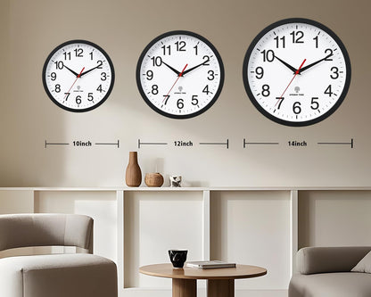 Rohioue Wall Clock Modern 8 Inch Battery Operated Silent Non Ticking Small Analog Clock for Living Room Office Home Bedroom Kitchen Bathroom(Black)