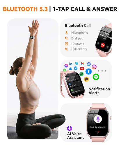 Smart Watches for Women Men, Fitness Tracker Watch with 110 Sports Modes, Step Counter/Sleep Monitor/Pedometer, IP68 Waterproof, Bluetooth Call & Music Control Smartwatch for iPhone/Android,Starlight