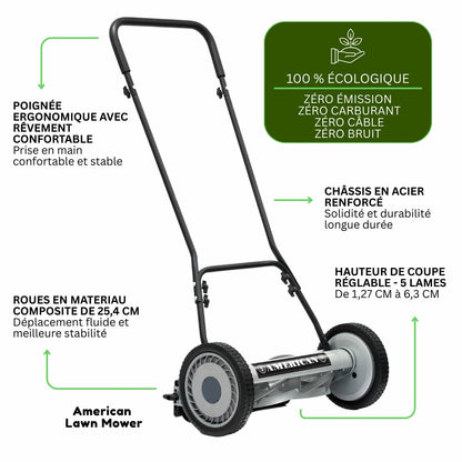 American Lawn Mower 1204-14 14-Inch 4-Blade Push Reel Lawn Mower, Red