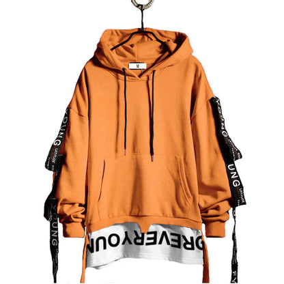 DUDHUH Mens Hoodie Fashion Pullover Letter Print Tracksuit Techwear Casual Coat Hip-Hop Sweatshirt