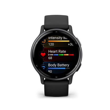 Garmin Vívoactive 5, Health and Fitness GPS Smartwatch, AMOLED Display, Up to 11 Days of Battery, Slate Aluminum Bezel with Black Case and Silicone Band | Up to 11 Days Battery, 5 Atm, Corning Gorilla Glass 3