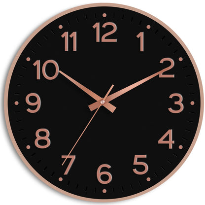 Roymnie Wall Clock Green, Silent Wall Clocks Battery Operated 8 Inch-Modern Non Ticking Analog Clock Decorative for Kitchen Office Bathroom Bedroom(Gold)