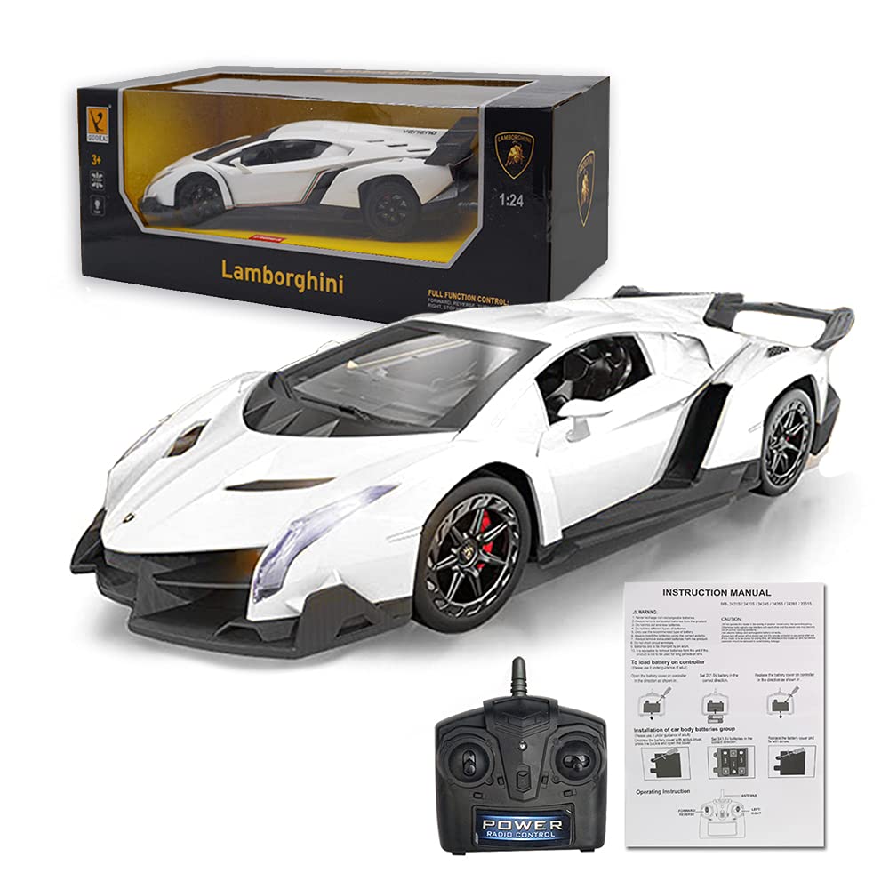 Remote Control RC CAR Racing Cars Compatible with Lamborghini Veneno Officially Licensed 1:24 Toy RC Cars Model Vehicle for Boys 6,7,8 Years Old,red