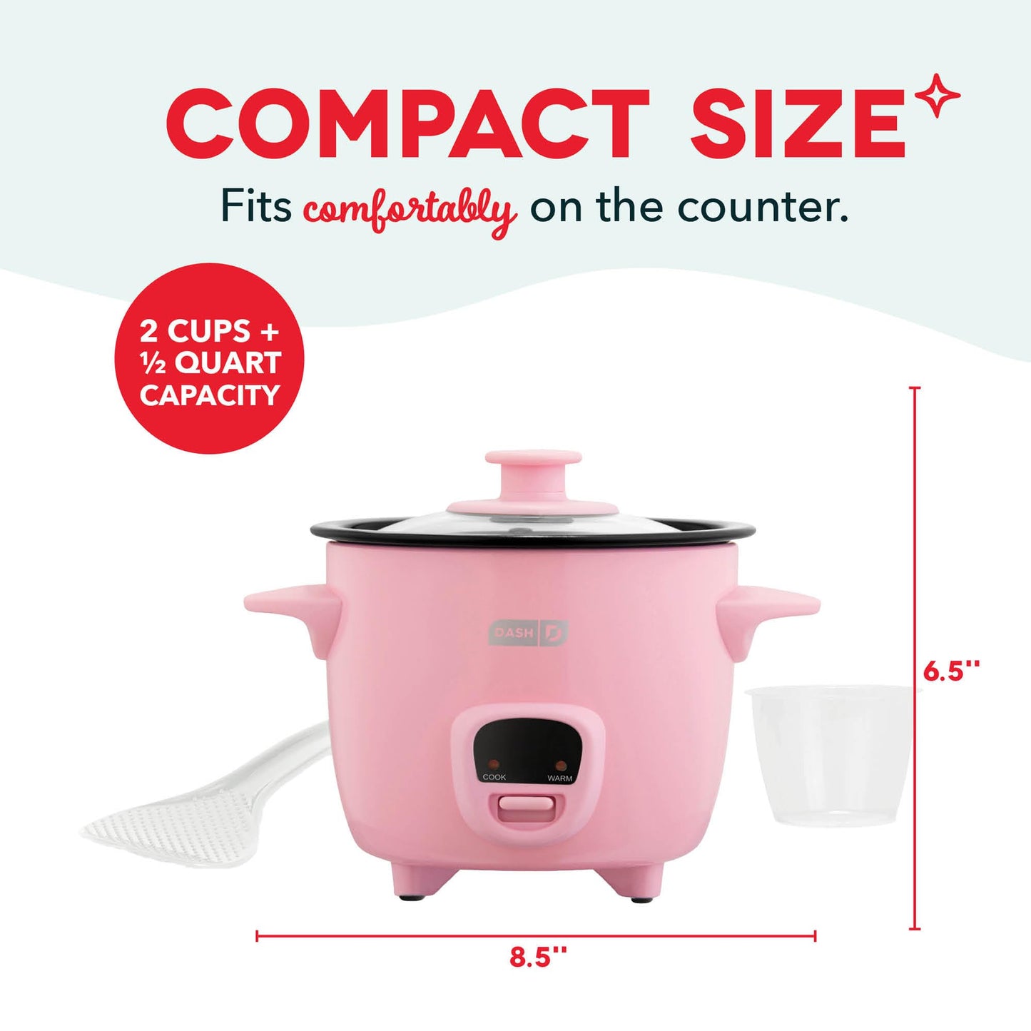 Dash Mini Rice Cooker | Small Rice Maker, 2 Cups Cooked / 1 Cup Uncooked, Ceramic Nonstick Removable Pot, Keep Warm Function, Compact and Portable for Dorm, Travel, Single Serve, Aqua