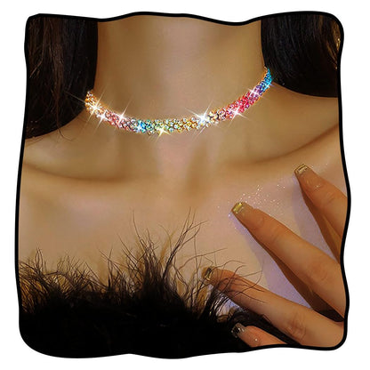 JEAIRTS Rhinestone Choker Necklace Gold Diamond Neck Chain Costume Jewelry