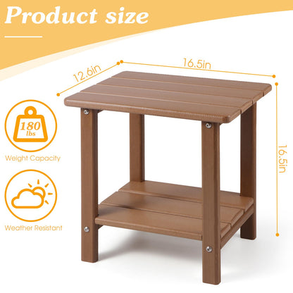 Apolimi Adirondack Outdoor Side Table, 2-Tier Sturdy Patio End Table Weather Resistant, 16.5" Solid Side Table for Patio, Pool, Porch