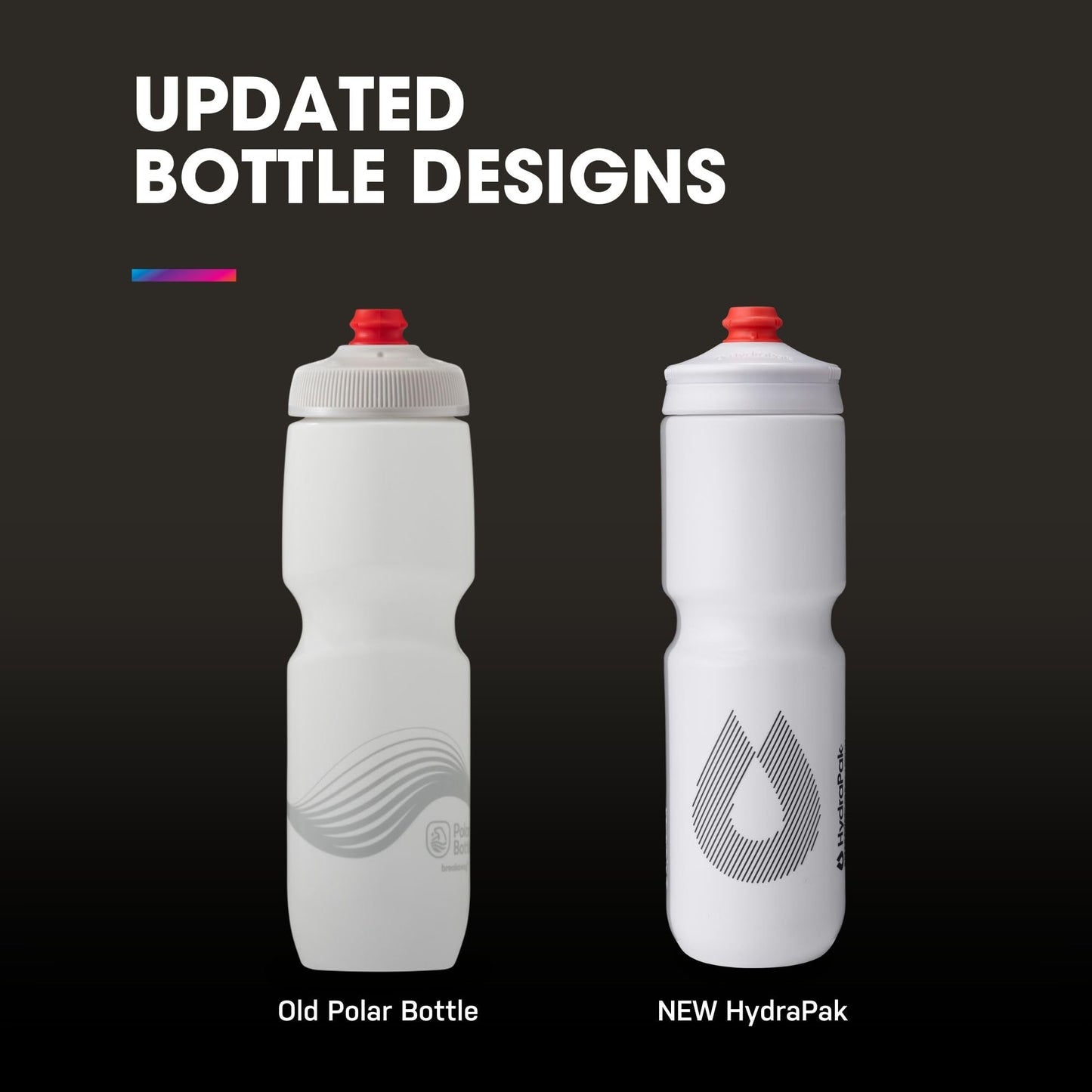 HydraPak Breakaway Surge Lightweight Bike Water Bottle 2-Pack (20oz, 25oz, 30oz) - High Flow, Cycling & Sports Squeeze Bottle