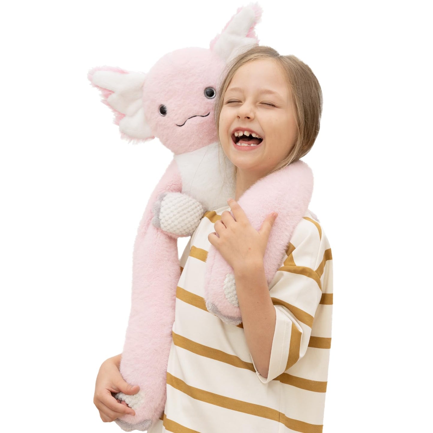 MaoGoLan 47" Giant Axolotl Stuffed Animal,Ultra Soft Salamander Kids Body Pillow Plush,4 Feet Jumbo Throw Pillow Plushie for Axolotl Lover,Home Decor,Gifts