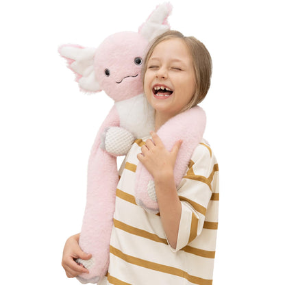 MaoGoLan 47" Giant Axolotl Stuffed Animal,Ultra Soft Salamander Kids Body Pillow Plush,4 Feet Jumbo Throw Pillow Plushie for Axolotl Lover,Home Decor,Gifts