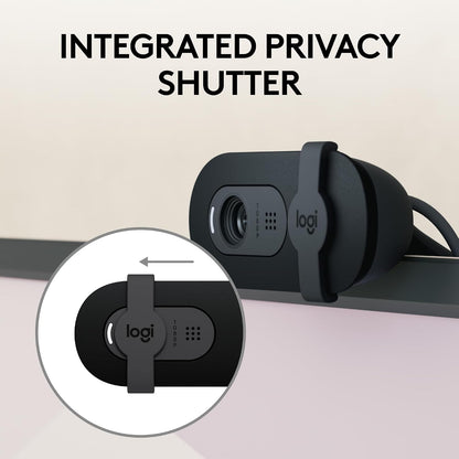 Logitech Brio 101 Full HD 1080p Webcam for Meetings, Streaming, Desktop, Laptop, PC - Built-in Mic, Shutter, Works with Zoom, Microsoft Teams, Nintendo Switch 2’s new GameChat Mode, USB-A,-Black