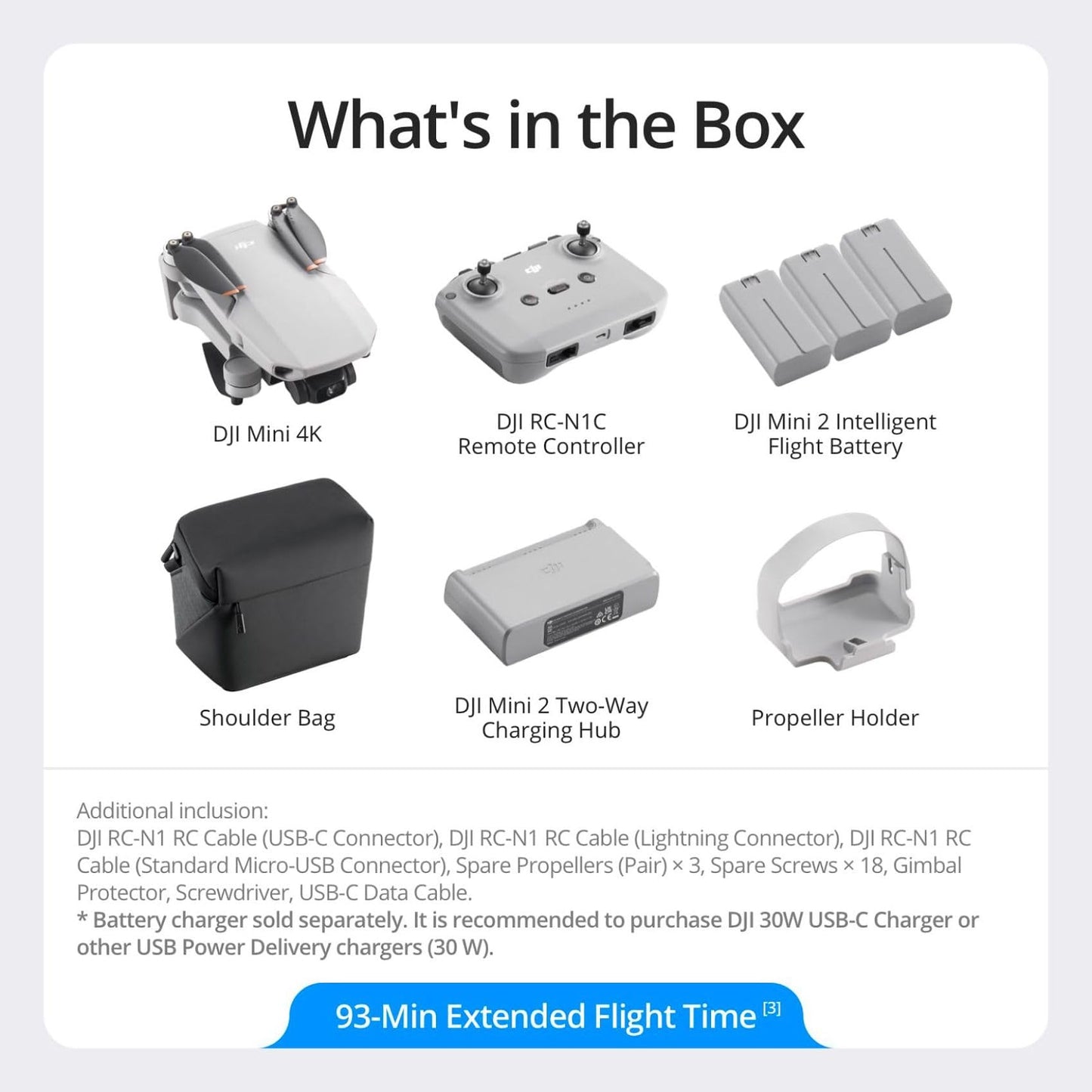 DJI Mini 4K, Drone with 4K UHD Camera for Adults, Under 249 g, 3-Axis Gimbal Stabilization, 10km Video Transmission, Auto Return, Wind Resistance, 1 Battery for 31-Min Max Flight Time