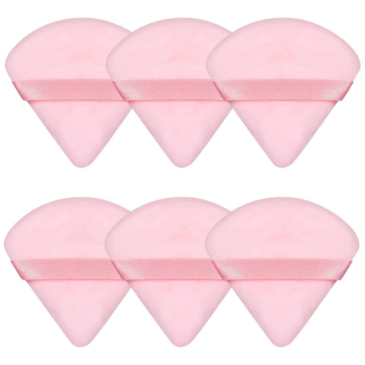 Pimoys 6 Pieces Powder Puff, Face Makeup Sponge Soft Velour Triangle Powder Puffs Beauty Sponge for Loose Powder (Black, Pink)