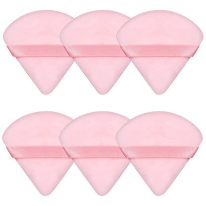Pimoys 6 Pieces Powder Puff, Face Makeup Sponge Soft Velour Triangle Powder Puffs Beauty Sponge for Loose Powder (Black, Pink)
