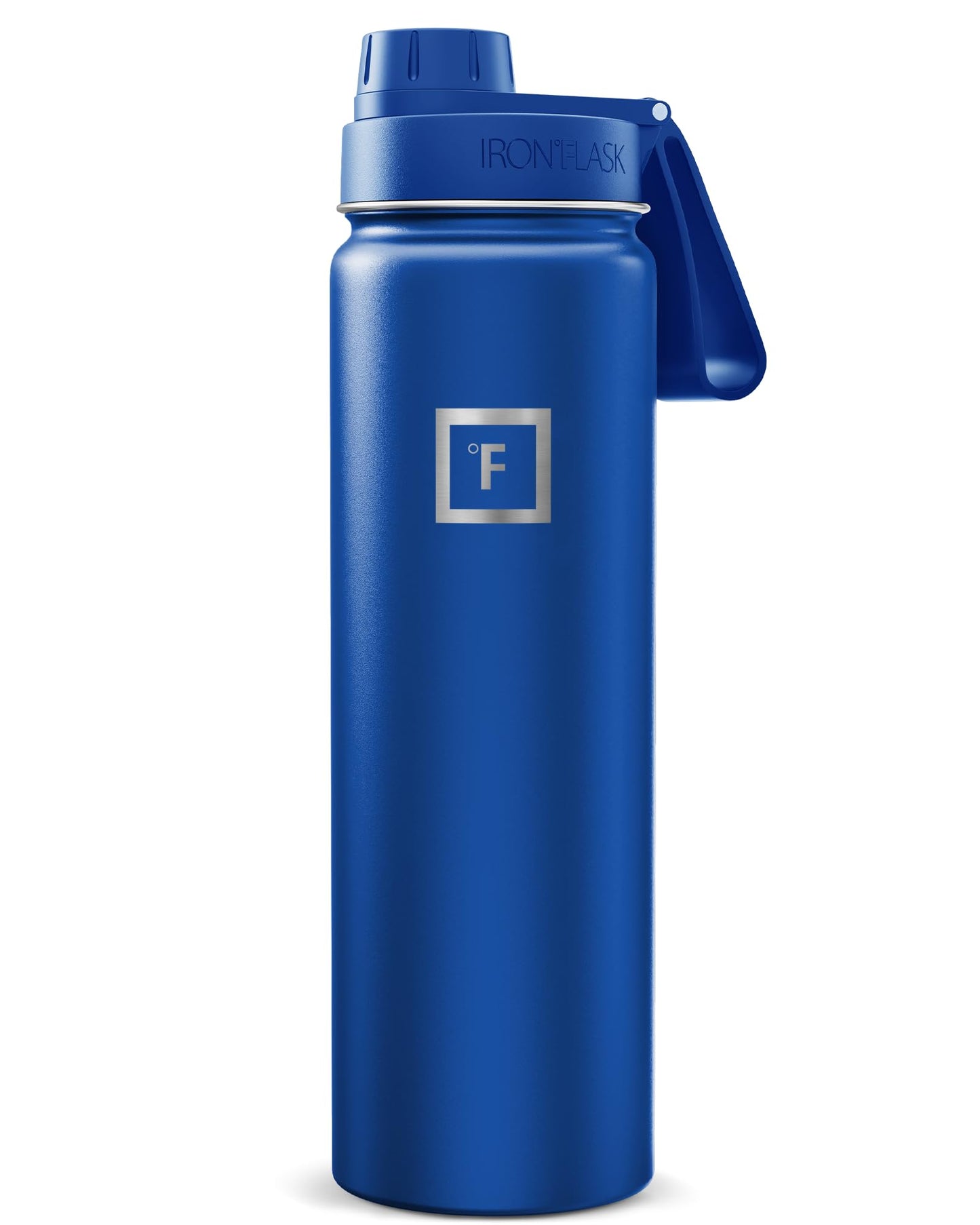 IRON °FLASK Camping & Hiking Hydration Flask with Straw, Wide Mouth Insulated Stainless Steel Sports Water Bottle - Midnight Black 24 oz - Straw (1 Lid)