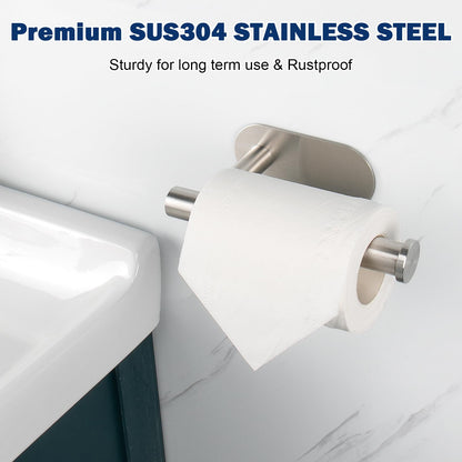NearMoon Toilet Paper Holder Self Adhesive, Premium Thicken SUS304 Stainless Steel Rustproof Adhesive Toilet Roll Holder no Drilling for Bathroom, Kitchen, Washroom (1 Pack, Brushed Gold)
