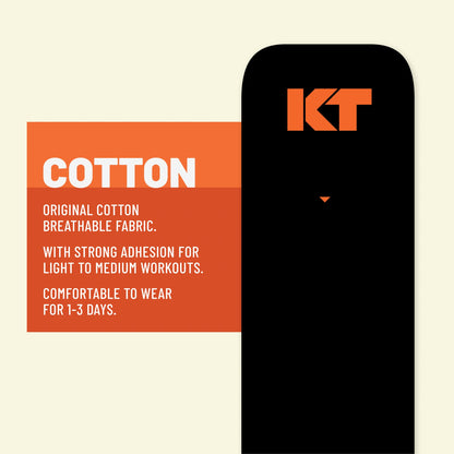 KT Tape, Original Cotton, Elastic Kinesiology Tape, Everyday Muscle and Joint Support, Daily Pain Relief, 20 Count, 10” Precut Strips, Black