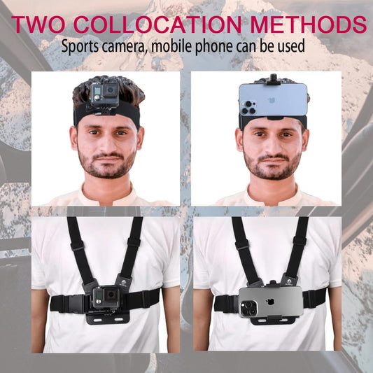 Phone Chest Mount Head Strap Accessories - Vlogging Kit for iPhone,POV Phone Holder for iPhone 17-Hands Free Body Camera Mount for Immersive Fishing Video Recording,YouTube,TikTok,Live Stream,Cooking