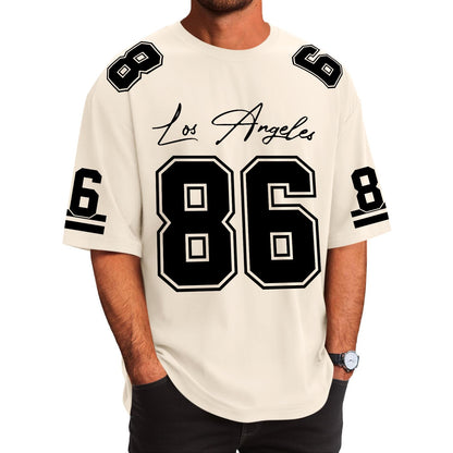 Graphic Tees Men Oversized Streetwear Tshirts for Men Number Los Angeles Print Jerseys Shirt Casual Tee Top