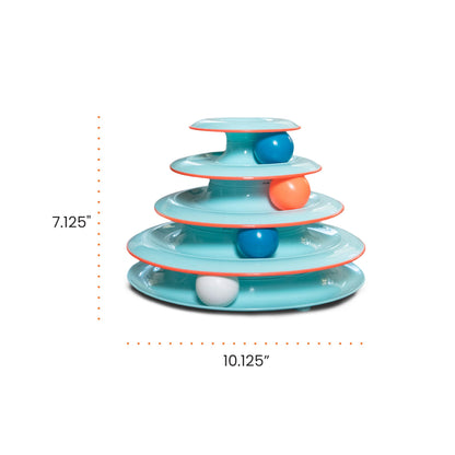 Catstages Tower of Tracks Cat Toy – 3-Level Track Tower with 6 Balls, Interactive Cat Toy for Indoor Enrichment