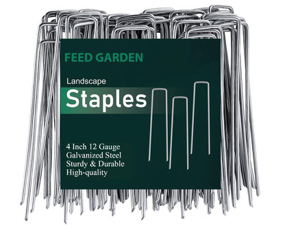 FEED GARDEN 6 Inch 50 Pack Hot-dip Galvanized Landscape Staples Plant Cover Spikes 11 Gauge Tent Stakes Garden Stakes Landscaping Fabric SOD Pins Yard Pins for Decoration Weed Barrier Fabric