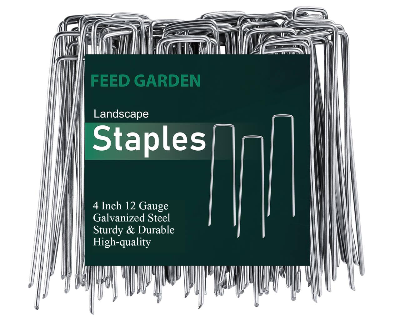 FEED GARDEN 6 Inch 50 Pack Hot-dip Galvanized Landscape Staples Plant Cover Spikes 11 Gauge Tent Stakes Garden Stakes Landscaping Fabric SOD Pins Yard Pins for Decoration Weed Barrier Fabric