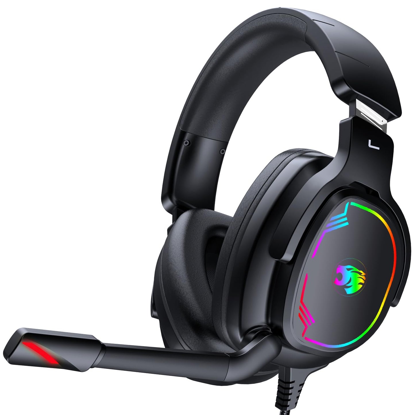 Jimonyer Gaming Headset for PS5 PS4 Xbox Series X|S PC Switch, 7.1 Surround Sound Over Ear Headphones with Noise Canceling Mic, RGB LED Light, Soft Memory Earmuffs Headset for Gaming or Work (Blue)