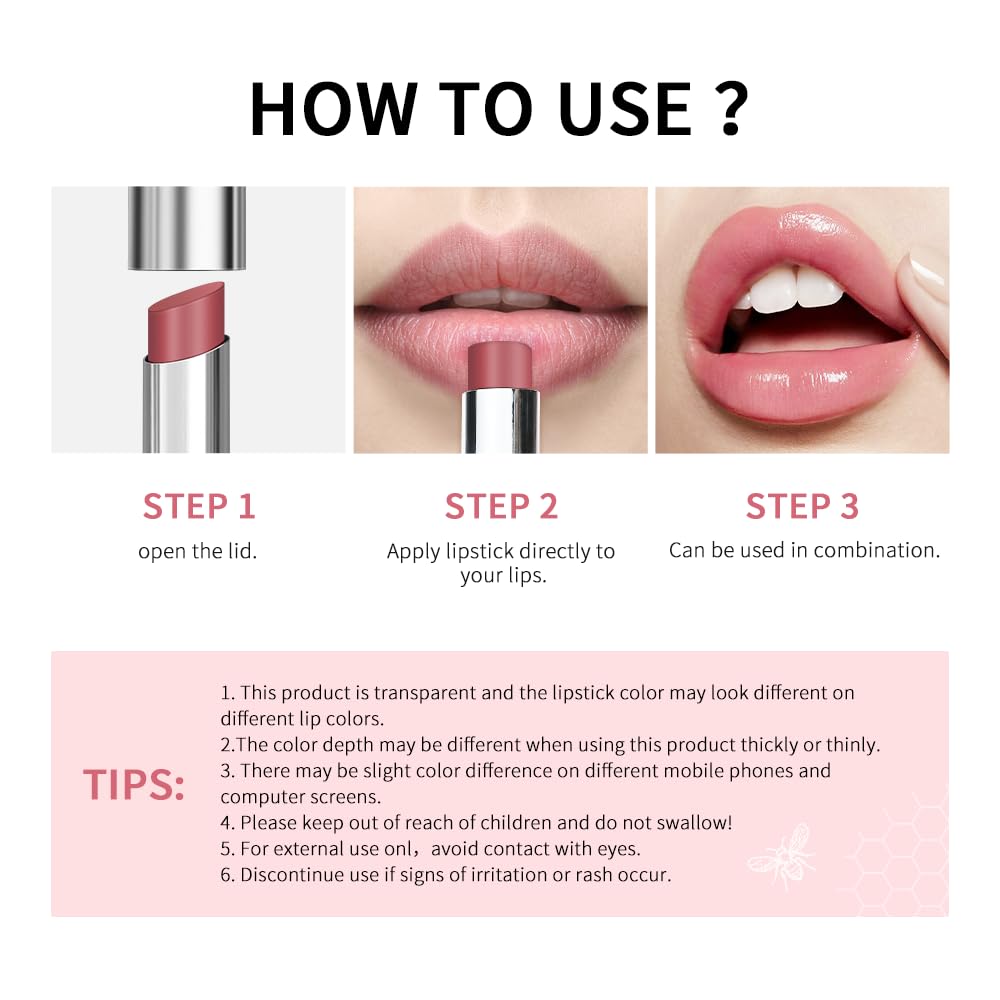 Honey Lipstick Tinted Lip Balm - Sheer Hydrating Lipstick for All Skin Tones - Moisturizing Lip Color, Nourishing Lip Balm with a Hint of Natural Black Cherry Tint