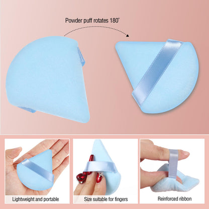 Pimoys 6 Pieces Powder Puff, Face Makeup Sponge Soft Velour Triangle Powder Puffs Beauty Sponge for Loose Powder (Black, Pink)