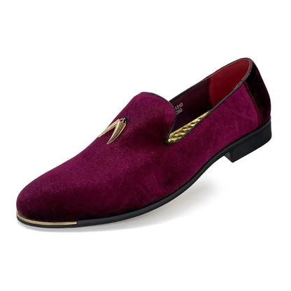 MHB Men's Multiple Colors Velvet Loafer Slip-on Tuxedo Dress Shoes Glitter Suede Smoking Slipper