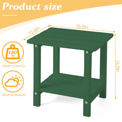 Apolimi Adirondack Outdoor Side Table, 2-Tier Sturdy Patio End Table Weather Resistant, 16.5" Solid Side Table for Patio, Pool, Porch