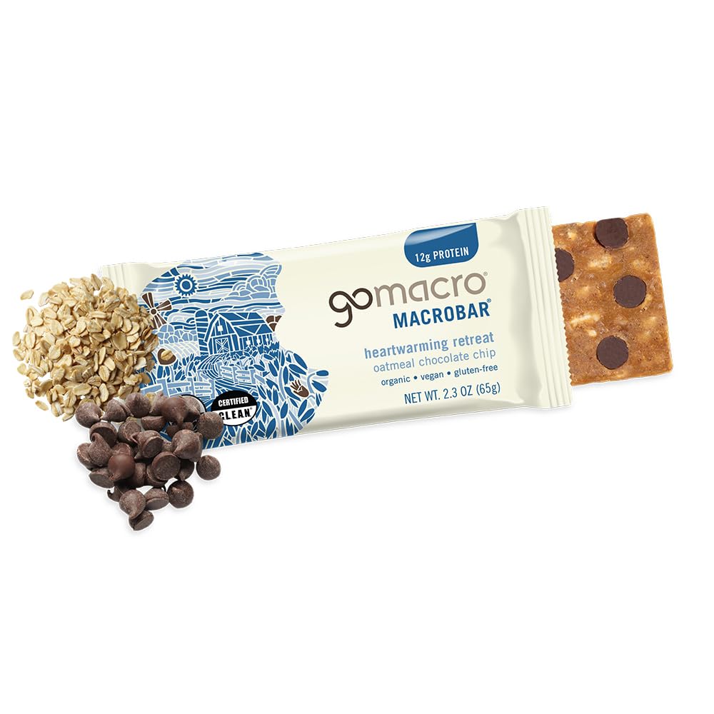 GoMacro MacroBar Organic Vegan Protein Bars - Coconut + Almond Butter + Chocolate Chips (2.3 Ounce Bars, 12 Count)