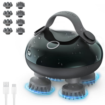 arboleaf Electric Scalp Massager Head Massager Scalp Stress Relax, 5 in 1 Kneading 128 Massage Nodes, Waterproof Hair Massage with 8 Removable Claws Cat Scratcher, Gift for Dad Mom