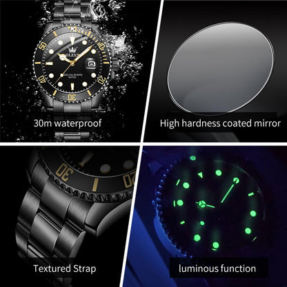 OLEVS Luxury Watches for Men Big Face Stainless Steel Business Dress Analog Quartz Watch with Day Waterproof Luminous Mens Wrist Watch