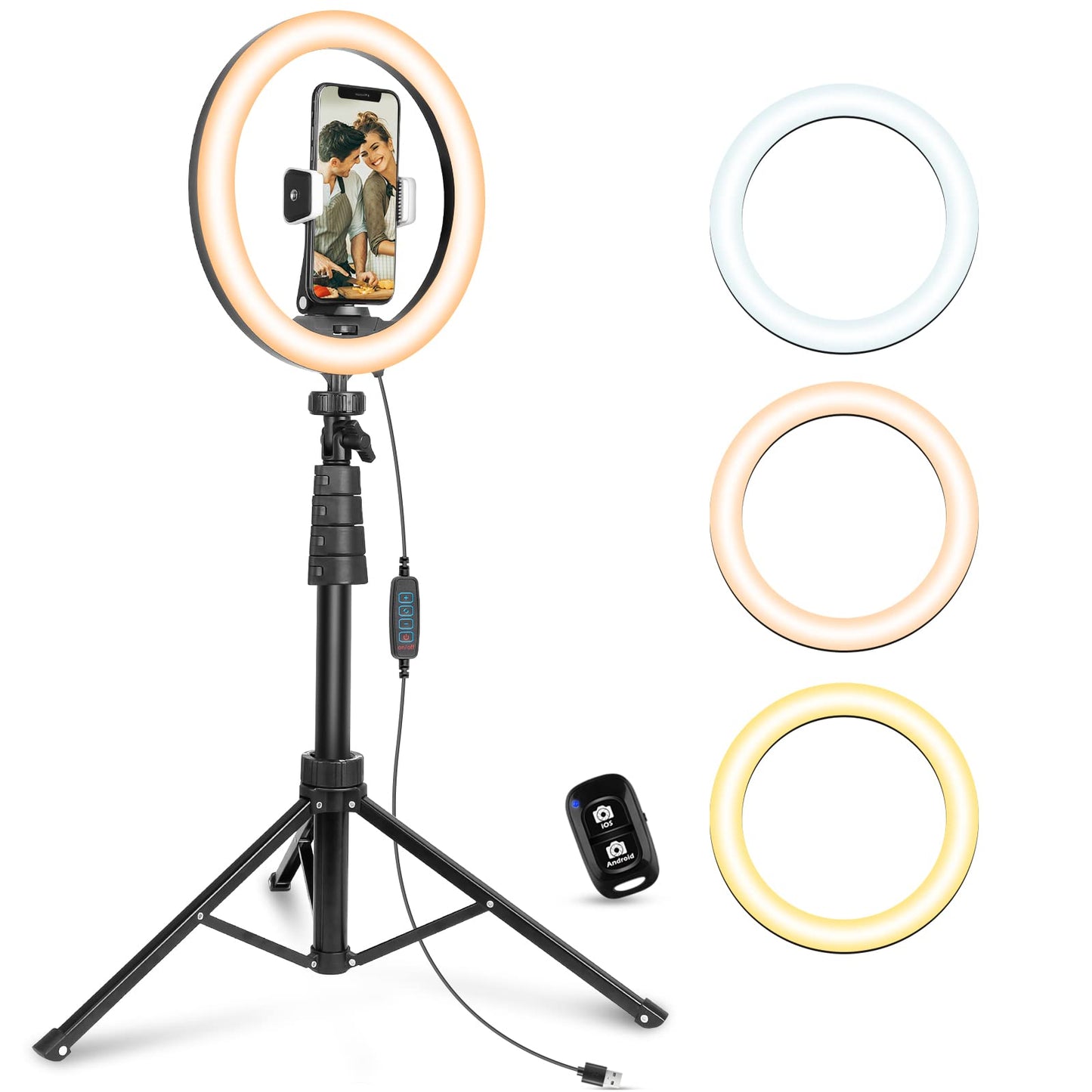 UBeesize 12'' LED Ring Light with 62'' Tripod Stand, Selfie Ring Light for Video Recording, Live Streaming, TikTok & YouTube, Compatible with iPhone & Android (Black)