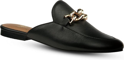JATAREA Women's Flat Mules | Round Toe Genuine Printed Leather Slip-Ons for Any Summer Outing Shoes