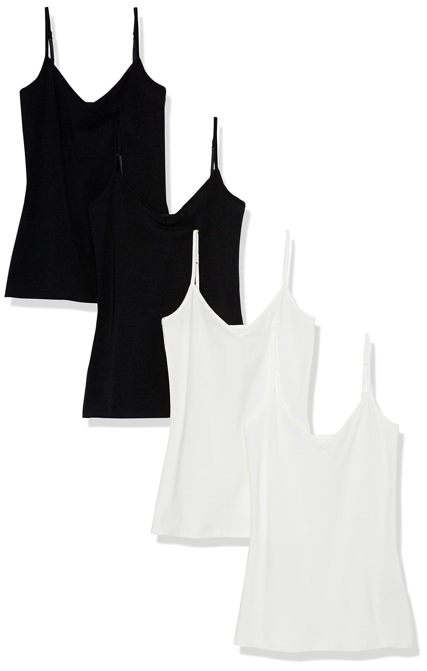 Amazon Essentials Women's Slim-Fit V-Neck Cami, Pack of 4