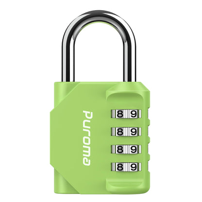 Puroma 2 Pack Combination Lock 4 Digit Padlock for School Gym Locker, Sports Locker, Fence, Toolbox, Case, Hasp Storage (Black & Code Window)