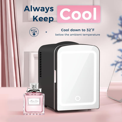 Antarctic Star Compact Refrigerator, Portable Mini Fridge, Skin Care 4L Capacity/6 Cans, for Bedroom, Car, Office & Dorm, Small Cooler for Cosmetics, Beverage and Food, Black