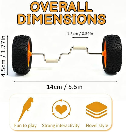 Bird Intelligence Training Toys, Balance Bike Accessories for Parrots, Parrot Puzzle Bicycle Table Top Prop, Educational Interactive Bird Exercising Foot Talon Toy, 2 Pieces, Orange