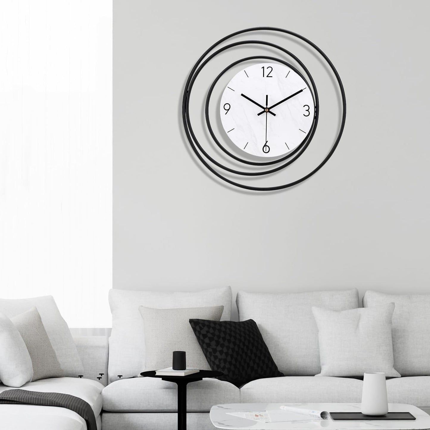Dankeit Decorative Wall Clock,Silent Non-Ticking Quality Quartz Movement Battery Operated,Large Wall Clocks for Living Room Kitchen Home Bathroom Bedroom Wall Decor,16x16inch,White