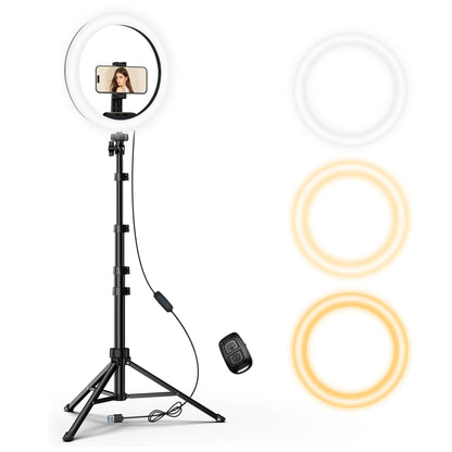 UBeesize 12'' LED Ring Light with 62'' Tripod Stand, Selfie Ring Light for Video Recording, Live Streaming, TikTok & YouTube, Compatible with iPhone & Android (Black)