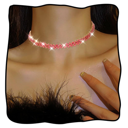 JEAIRTS Rhinestone Choker Necklace Gold Diamond Neck Chain Costume Jewelry