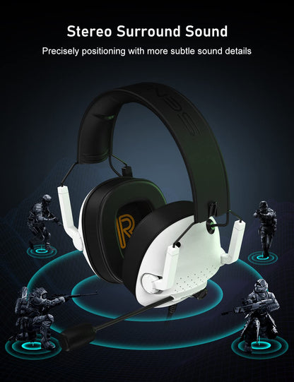 SENZER SG500 Surround Sound Pro Gaming Headset with Noise Cancelling Microphone - Soft Memory Foam Padding - Portable Foldable Headphones for PC, PS4, PS5, Xbox One, Switch - Black