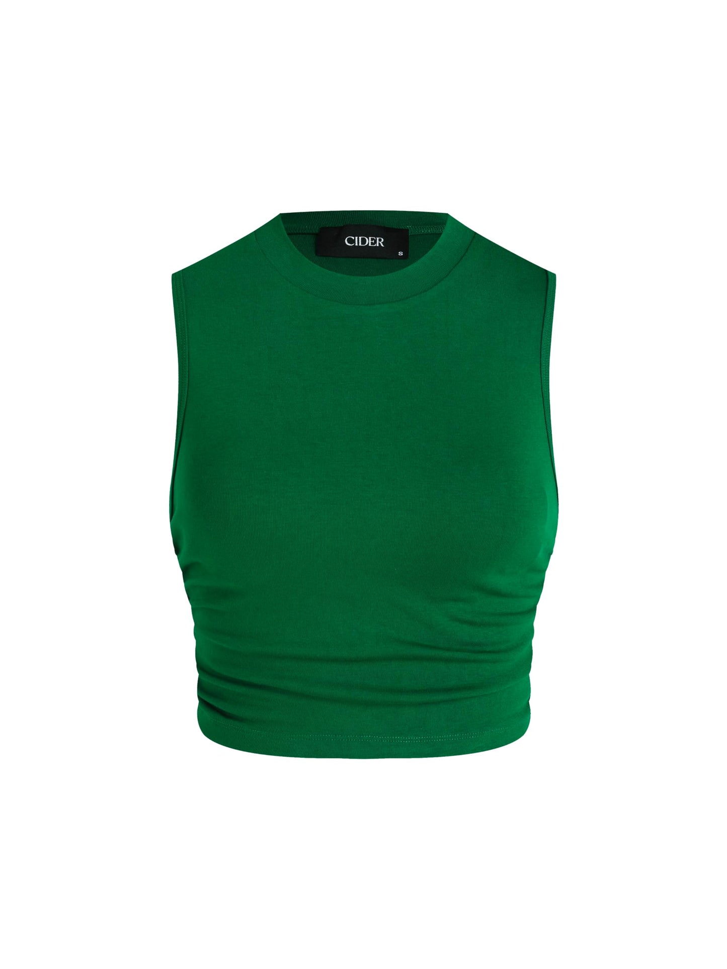 CIDER Womens Tank Tops Sleeveless High Neck Ruched Crop Tops Going Out Casual Basic Ribbed Shirt Summer Fashion Clothing